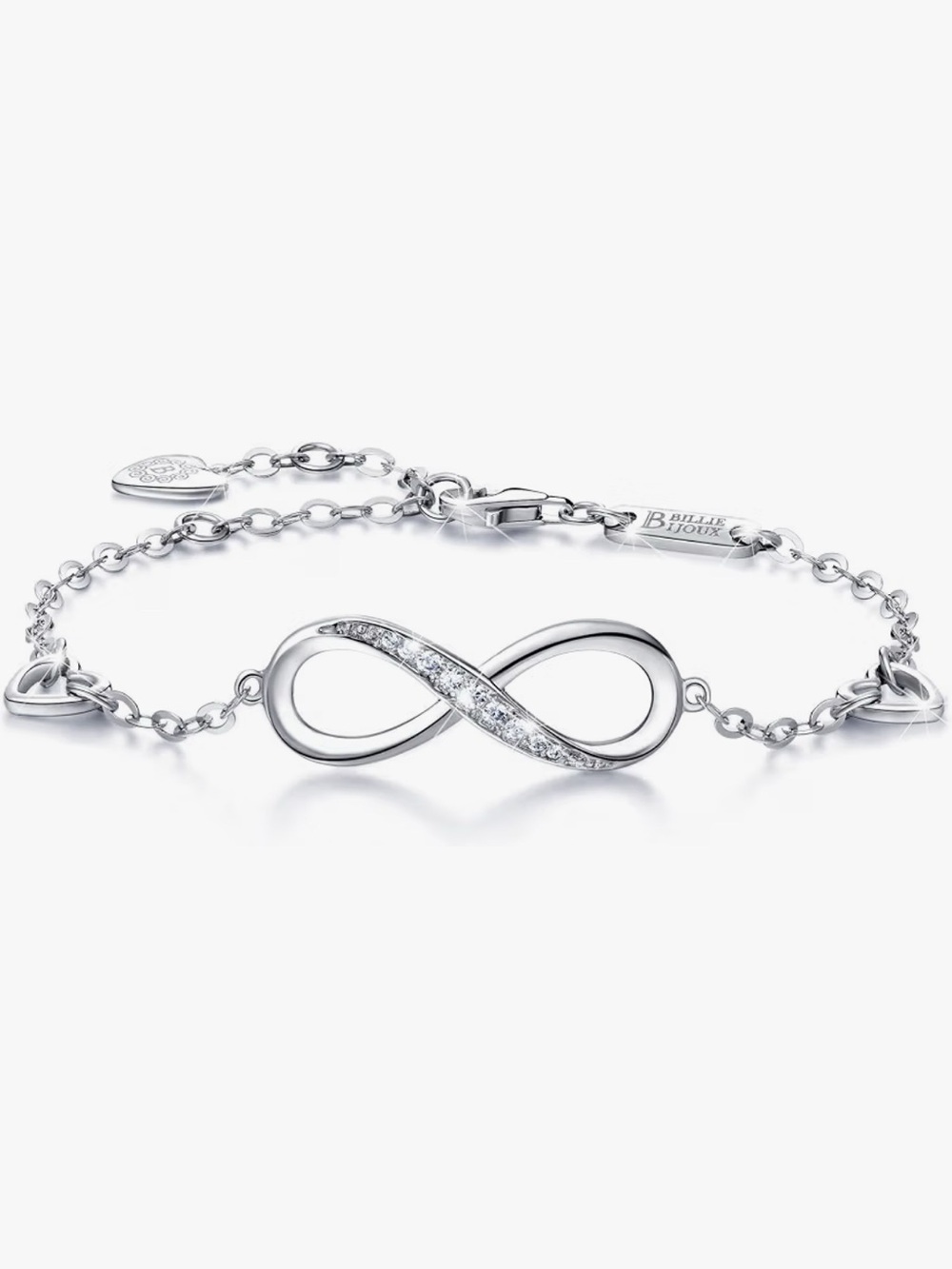 Billie Bijoux Sterling Silver 925 Infinity Bracelet with Accents - NEW
